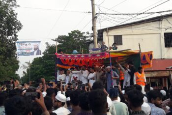 কুলাউড়ায় সীমান্তে নিহত মুজিবুর রহমানের বাড়িতে নাসীরুদ্দীন পাটওয়ারী ও সারজিস আলম