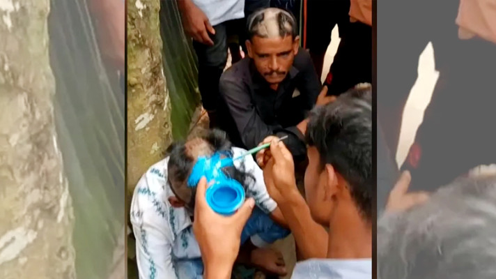 হবিগঞ্জে চোরের মাথায় আঁকা হলো আর্জেন্টিনার পতাকা