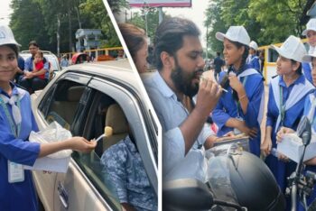 সিলেটে ট্রাফিক সিগনালে অন্যরকম মিষ্টিমুখ!