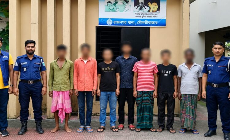 রাজনগরে সাজাপ্রাপ্ত দুই আসামিসহ ৭ জন গ্রেফতার