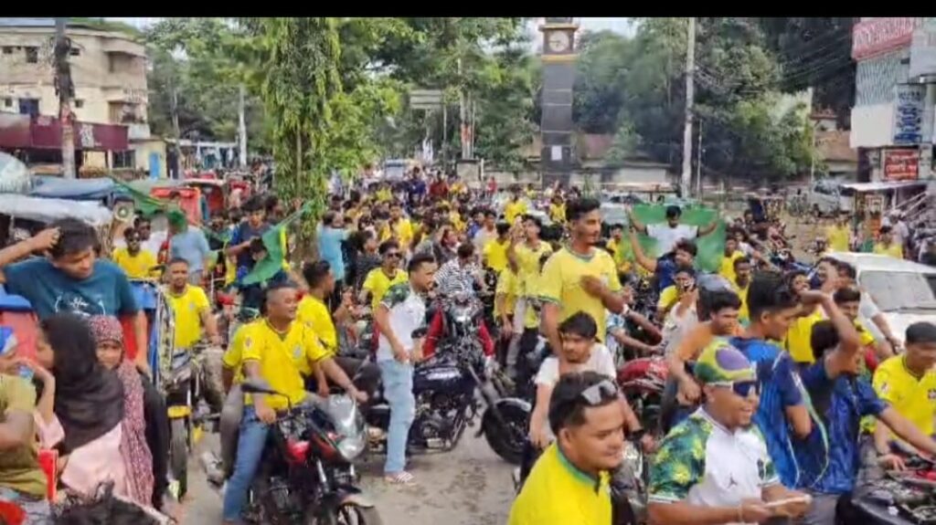 মৌলভীবাজারে ব্রাজিল সমর্থকদের বর্ণাঢ্য মোটরসাইকেল শোভাযাত্রা