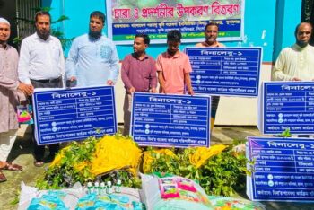 ছাতকে কৃষক দের মধ্যে বিনা লেবু জাতের চারা ও সার বিতরণ