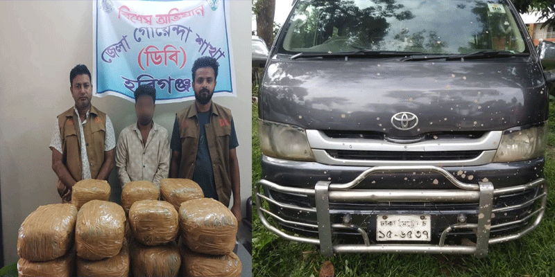 মাধবপুরে ২৮ কেজি গাঁজাসহ মাদক কারবারি গ্রেপ্তার