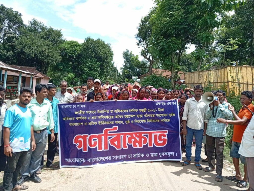 কুলাউড়ায় চা-শ্রমিকদের গণবিক্ষোভ