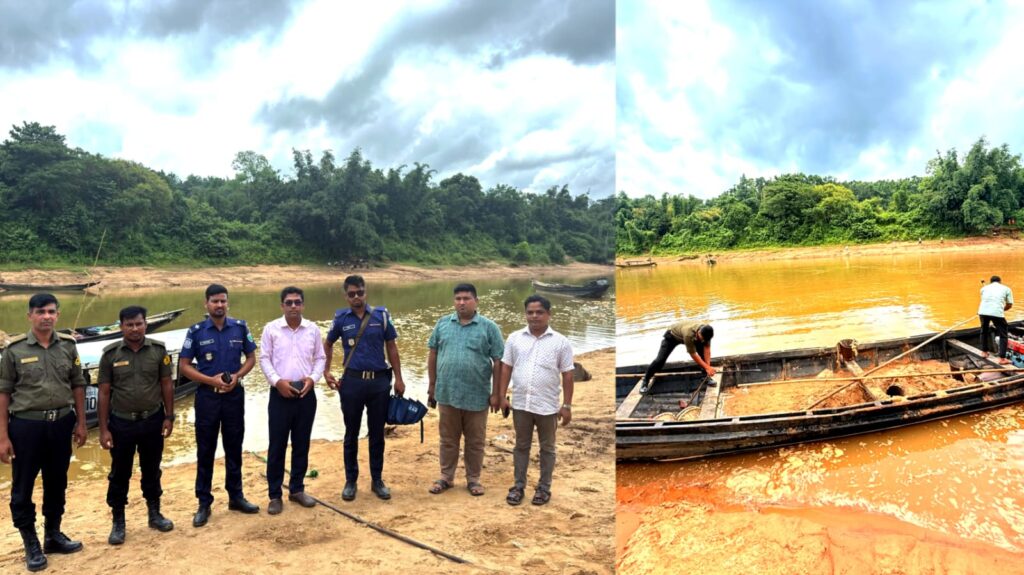জৈন্তাপুরে অবৈধভাবে বালু উত্তোলন, এক লাখ টাকা জরিমানা