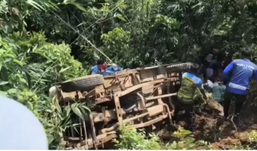 সুনামগঞ্জের বারেকটিলায় চান্দের গাড়ি খাদে, নারী-শিশুসহ আহত ১৫