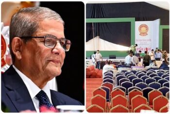 প্রথমবার রাষ্ট্রপতি ফখরুল সিলেটে, বরণে সাত পয়েন্টে বিএনপি