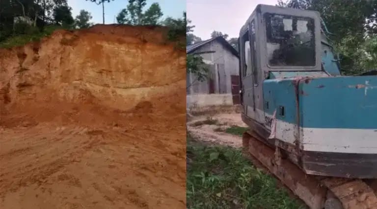 বড়লেখায় অবৈধভাবে টিলা কাটার সময় এক্সেভেটর জব্দ