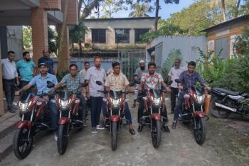 মৌলভীবাজারে নির্বাচন কর্মকর্তাদের মাঝে মোটর সাইকেল বিতরণ